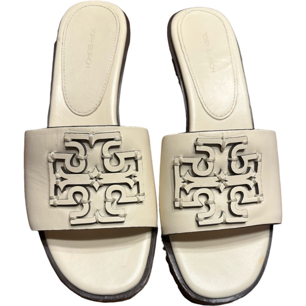 Tory Burch Ines heeled Ivory Slide Sandals